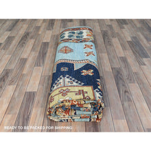 Load image into Gallery viewer, 9&#39;x11&#39;8&quot; Sky Blue, Armenian Inspired Caucasian Design With Large Medallions 200 Kpsi, Vegetable Dyes, Extra Soft Wool Hand Knotted Oriental Rug FWR510204