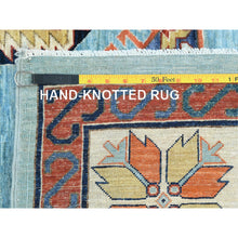 Load image into Gallery viewer, 9&#39;x11&#39;8&quot; Sky Blue, Armenian Inspired Caucasian Design With Large Medallions 200 Kpsi, Vegetable Dyes, Extra Soft Wool Hand Knotted Oriental Rug FWR510204