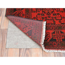 Load image into Gallery viewer, 4&#39;2&quot;x6&#39;5&quot; Rose Red, Afghan Andkhoy With Village Design, Organic Wool, Hand Knotted Oriental Rug FWR510648