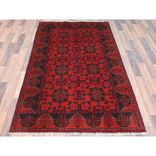 Load image into Gallery viewer, 4&#39;1&quot;x6&#39;3&quot; Candy Red, Afghan Andkhoy With Elephant Feet Design, Pure Wool, Hand Knotted Oriental Rug FWR510660