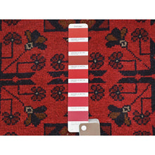Load image into Gallery viewer, 4&#39;1&quot;x6&#39;3&quot; Candy Red, Afghan Andkhoy with Elephant Feet Design, Pure Wool, Hand Knotted Oriental Rug FWR510660