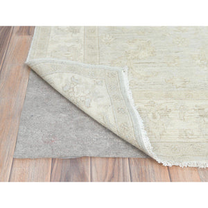 4'x5'10" White Dove, Organic Wool, Hand Knotted, Afghan Stone Washed Peshawar, Oriental Rug FWR511296