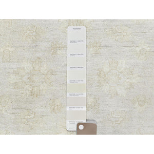 4'x5'10" White Dove, Organic Wool, Hand Knotted, Afghan Stone Washed Peshawar, Oriental Rug FWR511296