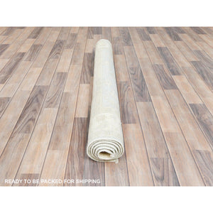 4'x5'10" White Dove, Organic Wool, Hand Knotted, Afghan Stone Washed Peshawar, Oriental Rug FWR511296