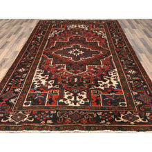 Load image into Gallery viewer, 6&#39;8&quot;x9&#39;3&quot; Tomato Red, Hand Knotted, Worn Wool, Vintage Persian Heriz, Good Condition, Sides And Ends Professionally Secured, Cleaned, Oriental Rug FWR511422