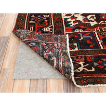 Load image into Gallery viewer, 6&#39;8&quot;x9&#39;3&quot; Tomato Red, Hand Knotted, Worn Wool, Vintage Persian Heriz, Good Condition, Sides And Ends Professionally Secured, Cleaned, Oriental Rug FWR511422