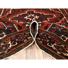 Load image into Gallery viewer, 6&#39;8&quot;x9&#39;3&quot; Tomato Red, Hand Knotted, Worn Wool, Vintage Persian Heriz, Good Condition, Sides And Ends Professionally Secured, Cleaned, Oriental Rug FWR511422
