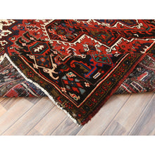 Load image into Gallery viewer, 6&#39;8&quot;x9&#39;3&quot; Tomato Red, Hand Knotted, Worn Wool, Vintage Persian Heriz, Good Condition, Sides And Ends Professionally Secured, Cleaned, Oriental Rug FWR511422