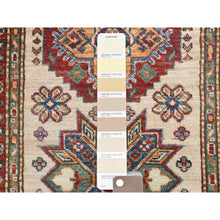 Load image into Gallery viewer, 2&#39;9&quot;x35&#39;8&quot; Ivory, Afghan Super Kazak with Geometric Medallion Design, Natural Dyes, Soft Wool Hand Knotted, XL Runner Oriental Rug FWR511746