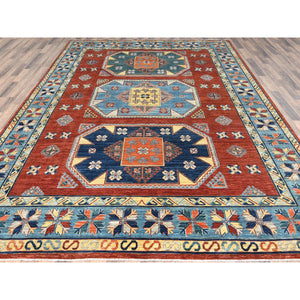 9'x12'2" Imperial Red, Armenian Inspired Caucasian Design, 200 Kpsi, Natural Dyes, Densely Woven, Natural Wool, Hand Knotted, Oriental Rug FWR511794