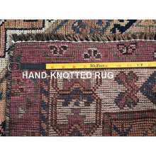 Load image into Gallery viewer, 4&#39;10&quot;x8&#39;1&quot; Bisque Brown, Washed Out And Distressed, Vintage Persian Shiraz With Geometric Pattern, Shaved Low, Zero Pile, Sides And Ends Professionally Secured, Clean, Hand Knotted, 100% Wool, Oriental Rug FWR5112
