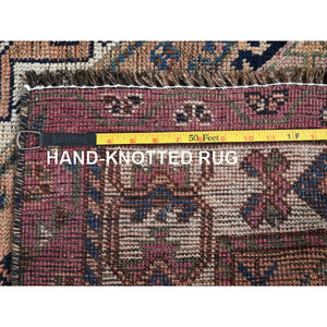 4'10"x8'1" Bisque Brown, Washed Out And Distressed, Vintage Persian Shiraz With Geometric Pattern, Shaved Low, Zero Pile, Sides And Ends Professionally Secured, Clean, Hand Knotted, 100% Wool, Oriental Rug FWR5112
