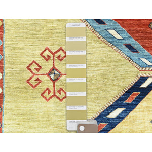 9'x11'7" Old Moss Green, Armenian Inspired Caucasian Design, 200 Kpsi, Natural Dyes, Densely Woven, Soft Wool, Hand Knotted, Oriental Rug FWR511854