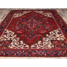 Load image into Gallery viewer, 8&#39;6&quot;x10&#39;4&quot; Crimson Red With Ivory Corners, Semi Antique Bohemian Persian Heriz, Hand Knotted, Good Condition, Distressed Feel, Pure Wool, Sides And Ends Professionally Secured, Cleaned, Oriental Rug FWR511866
