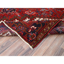 Load image into Gallery viewer, 8&#39;6&quot;x10&#39;4&quot; Crimson Red With Ivory Corners, Semi Antique Bohemian Persian Heriz, Hand Knotted, Good Condition, Distressed Feel, Pure Wool, Sides And Ends Professionally Secured, Cleaned, Oriental Rug FWR511866