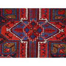 Load image into Gallery viewer, 8&#39;6&quot;x10&#39;4&quot; Crimson Red With Ivory Corners, Semi Antique Bohemian Persian Heriz, Hand Knotted, Good Condition, Distressed Feel, Pure Wool, Sides And Ends Professionally Secured, Cleaned, Oriental Rug FWR511866
