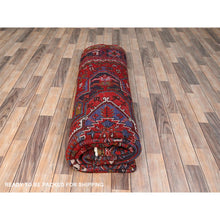 Load image into Gallery viewer, 8&#39;6&quot;x10&#39;4&quot; Crimson Red With Ivory Corners, Semi Antique Bohemian Persian Heriz, Hand Knotted, Good Condition, Distressed Feel, Pure Wool, Sides And Ends Professionally Secured, Cleaned, Oriental Rug FWR511866