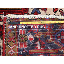 Load image into Gallery viewer, 8&#39;6&quot;x10&#39;4&quot; Crimson Red With Ivory Corners, Semi Antique Bohemian Persian Heriz, Hand Knotted, Good Condition, Distressed Feel, Pure Wool, Sides And Ends Professionally Secured, Cleaned, Oriental Rug FWR511866