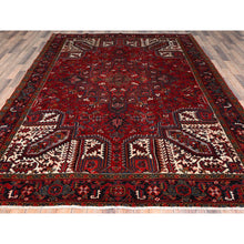 Load image into Gallery viewer, 8&#39;x10&#39;8&quot; Crimson Red With Ivory Corners, Semi Antique Bohemian Persian Heriz, Rustic Feel, Pure Wool, Hand Knotted, Good Condition, Sides And Ends Professionally Secured, Cleaned, Oriental Rug FWR511878