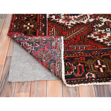 Load image into Gallery viewer, 7&#39;10&quot;x11&#39; Crimson Red, Hand Knotted, Vintage Bohemian Persian Heriz, Large Geometric Medallion, Good Condition, Rustic Look, Pure Wool, Sides And Ends Professionally Secured, Cleaned, Oriental Rug FWR511890