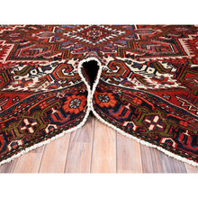 Load image into Gallery viewer, 7&#39;10&quot;x11&#39; Crimson Red, Hand Knotted, Vintage Bohemian Persian Heriz, Large Geometric Medallion, Good Condition, Rustic Look, Pure Wool, Sides And Ends Professionally Secured, Cleaned, Oriental Rug FWR511890