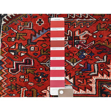 Load image into Gallery viewer, 7&#39;10&quot;x11&#39; Crimson Red, Hand Knotted, Vintage Bohemian Persian Heriz, Large Geometric Medallion, Good Condition, Rustic Look, Pure Wool, Sides And Ends Professionally Secured, Cleaned, Oriental Rug FWR511890