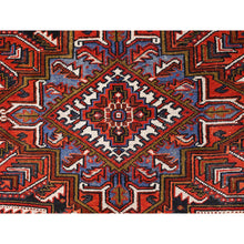 Load image into Gallery viewer, 7&#39;10&quot;x11&#39; Crimson Red, Hand Knotted, Vintage Bohemian Persian Heriz, Large Geometric Medallion, Good Condition, Rustic Look, Pure Wool, Sides And Ends Professionally Secured, Cleaned, Oriental Rug FWR511890