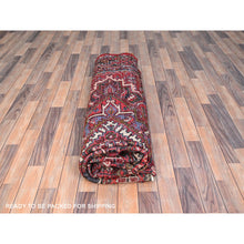 Load image into Gallery viewer, 7&#39;10&quot;x11&#39; Crimson Red, Hand Knotted, Vintage Bohemian Persian Heriz, Large Geometric Medallion, Good Condition, Rustic Look, Pure Wool, Sides And Ends Professionally Secured, Cleaned, Oriental Rug FWR511890