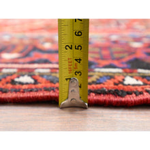 Load image into Gallery viewer, 7&#39;10&quot;x11&#39; Crimson Red, Hand Knotted, Vintage Bohemian Persian Heriz, Large Geometric Medallion, Good Condition, Rustic Look, Pure Wool, Sides And Ends Professionally Secured, Cleaned, Oriental Rug FWR511890