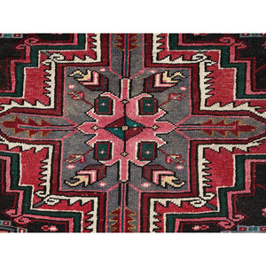 7'10"x11'5" Imperial Red, Pure Wool, Hand Knotted, Semi Antique Bohemian Persian Heriz, Good Condition, Rustic Feel, Sides And Ends Professionally Secured, Cleaned, Oriental Rug FWR511902