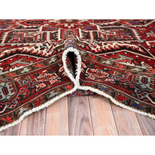 Load image into Gallery viewer, 7&#39;9&quot;x10&#39;10&quot; Ajax Red, Pure Wool, Hand Knotted, Vintage Bohemian Persian Heriz, Large Geometric Medallion, Good Condition, Rustic Look, Sides And Ends Professionally Secured, Cleaned, Oriental Rug FWR512034