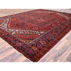 10'x12'8' Barn Red, Semi Antique Bohemian Persian Heriz, Good Condition, Rustic Look, Pure Wool, Hand Knotted, Sides And Ends Professionally Secured, Cleaned, Oriental Rug FWR512082
