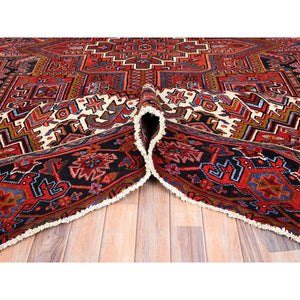 10'x12'8' Barn Red, Semi Antique Bohemian Persian Heriz, Good Condition, Rustic Look, Pure Wool, Hand Knotted, Sides And Ends Professionally Secured, Cleaned, Oriental Rug FWR512082