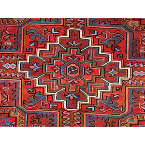 10'x12'8' Barn Red, Semi Antique Bohemian Persian Heriz, Good Condition, Rustic Look, Pure Wool, Hand Knotted, Sides And Ends Professionally Secured, Cleaned, Oriental Rug FWR512082