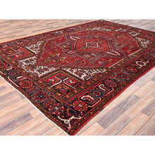 Load image into Gallery viewer, 7&#39;8&quot;x11&#39; Carmine Red, Semi Antique Bohemian Persian Heriz, Good Condition, Distressed Feel, Evenly Worn, Pure Wool, Hand Knotted, Sides And Ends Professionally Secured, Cleaned, Oriental Rug FWR512136