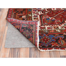 Load image into Gallery viewer, 9&#39;8&quot;x12&#39;9&quot; Imperial Red With Ivory Corners, Pure Wool, Hand Knotted, Semi Antique Bohemian Persian Heriz, Good Condition, Rustic Feel, Sides And Ends Professionally Secured, Cleaned, Oriental Rug FWR512190