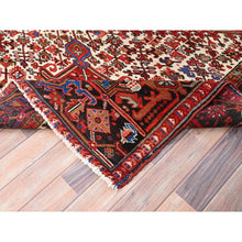 Load image into Gallery viewer, 9&#39;8&quot;x12&#39;9&quot; Imperial Red With Ivory Corners, Pure Wool, Hand Knotted, Semi Antique Bohemian Persian Heriz, Good Condition, Rustic Feel, Sides And Ends Professionally Secured, Cleaned, Oriental Rug FWR512190