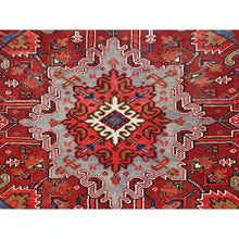Load image into Gallery viewer, 9&#39;8&quot;x12&#39;9&quot; Imperial Red With Ivory Corners, Pure Wool, Hand Knotted, Semi Antique Bohemian Persian Heriz, Good Condition, Rustic Feel, Sides And Ends Professionally Secured, Cleaned, Oriental Rug FWR512190