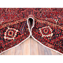 Load image into Gallery viewer, 9&#39;6&quot;x13&#39;6&quot; Cardinals Red, Pure Wool, Hand Knotted, Semi Antique Bohemian Persian Heriz, Good Condition, Distressed Look, Sides And Ends Professionally Secured, Cleaned, Oriental Rug FWR512220