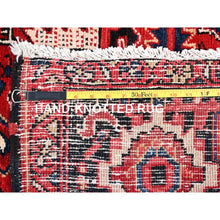 Load image into Gallery viewer, 9&#39;6&quot;x13&#39;6&quot; Cardinals Red, Pure Wool, Hand Knotted, Semi Antique Bohemian Persian Heriz, Good Condition, Distressed Look, Sides And Ends Professionally Secured, Cleaned, Oriental Rug FWR512220