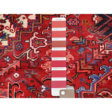 Load image into Gallery viewer, 9&#39;4&quot;x12&#39;5&quot; Cardinals Red, Rustic Look, Pure Wool, Hand Knotted, Semi Antique Bohemian Persian Heriz, Good Condition, Sides And Ends Professionally Secured, Cleaned, Oriental Rug FWR512226