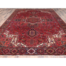 Load image into Gallery viewer, 10&#39;1&quot;x12&#39;9&quot; Desire Red, Hand Knotted, Semi Antique Bohemian Persian Heriz, Good Condition, Distressed Look, Pure Wool, Sides And Ends Professionally Secured, Cleaned, Oriental Rug FWR512292