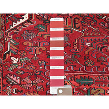 Load image into Gallery viewer, 10&#39;1&quot;x12&#39;9&quot; Desire Red, Hand Knotted, Semi Antique Bohemian Persian Heriz, Good Condition, Distressed Look, Pure Wool, Sides And Ends Professionally Secured, Cleaned, Oriental Rug FWR512292