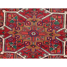 Load image into Gallery viewer, 10&#39;1&quot;x12&#39;9&quot; Desire Red, Hand Knotted, Semi Antique Bohemian Persian Heriz, Good Condition, Distressed Look, Pure Wool, Sides And Ends Professionally Secured, Cleaned, Oriental Rug FWR512292