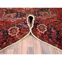 Load image into Gallery viewer, 7&#39;5&quot;x10&#39;10&quot; Prismatic Red, Pure Wool, Hand Knotted, Semi Antique Bohemian Persian Heriz, Good Condition, Rustic Look, Sides And Ends Professionally Secured, Cleaned, Oriental Rug FWR512370