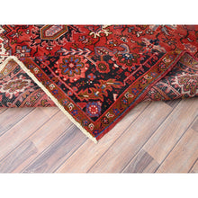 Load image into Gallery viewer, 7&#39;5&quot;x10&#39;10&quot; Prismatic Red, Pure Wool, Hand Knotted, Semi Antique Bohemian Persian Heriz, Good Condition, Rustic Look, Sides And Ends Professionally Secured, Cleaned, Oriental Rug FWR512370