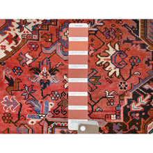 Load image into Gallery viewer, 7&#39;5&quot;x10&#39;10&quot; Prismatic Red, Pure Wool, Hand Knotted, Semi Antique Bohemian Persian Heriz, Good Condition, Rustic Look, Sides And Ends Professionally Secured, Cleaned, Oriental Rug FWR512370