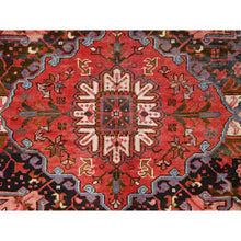 Load image into Gallery viewer, 7&#39;5&quot;x10&#39;10&quot; Prismatic Red, Pure Wool, Hand Knotted, Semi Antique Bohemian Persian Heriz, Good Condition, Rustic Look, Sides And Ends Professionally Secured, Cleaned, Oriental Rug FWR512370