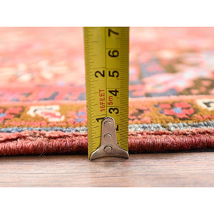 7'5"x10'10" Prismatic Red, Pure Wool, Hand Knotted, Semi Antique Bohemian Persian Heriz, Good Condition, Rustic Look, Sides And Ends Professionally Secured, Cleaned, Oriental Rug FWR512370