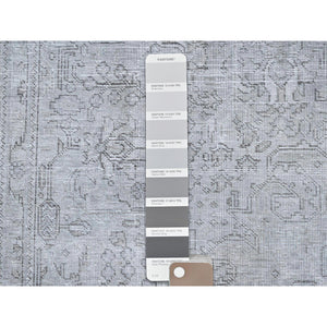 6'6"x9' Ash Gray, Vintage Persian Tabriz, Distressed, Sheared Low, Soft Wool, Hand Knotted, Oriental Rug FWR512376